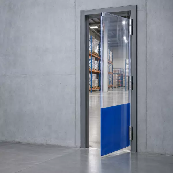 Маятниковая распашная одностворчатая эластичная дверь из ПВХ 300*90